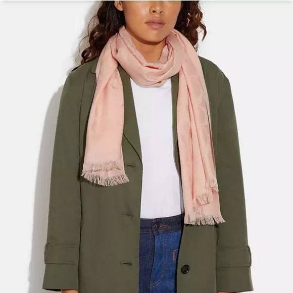 NWT Coach Blush 2 Signature C Long Neck Wrap Scarf #F37836 - Picture 2 of 8